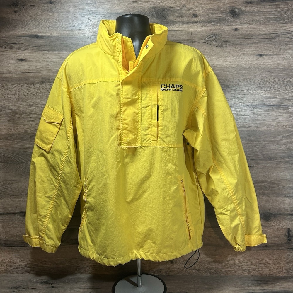Vintage Chaps Ralph Lauren Mens 1/4 Zip Jacket  Yellow Size Large Y2K